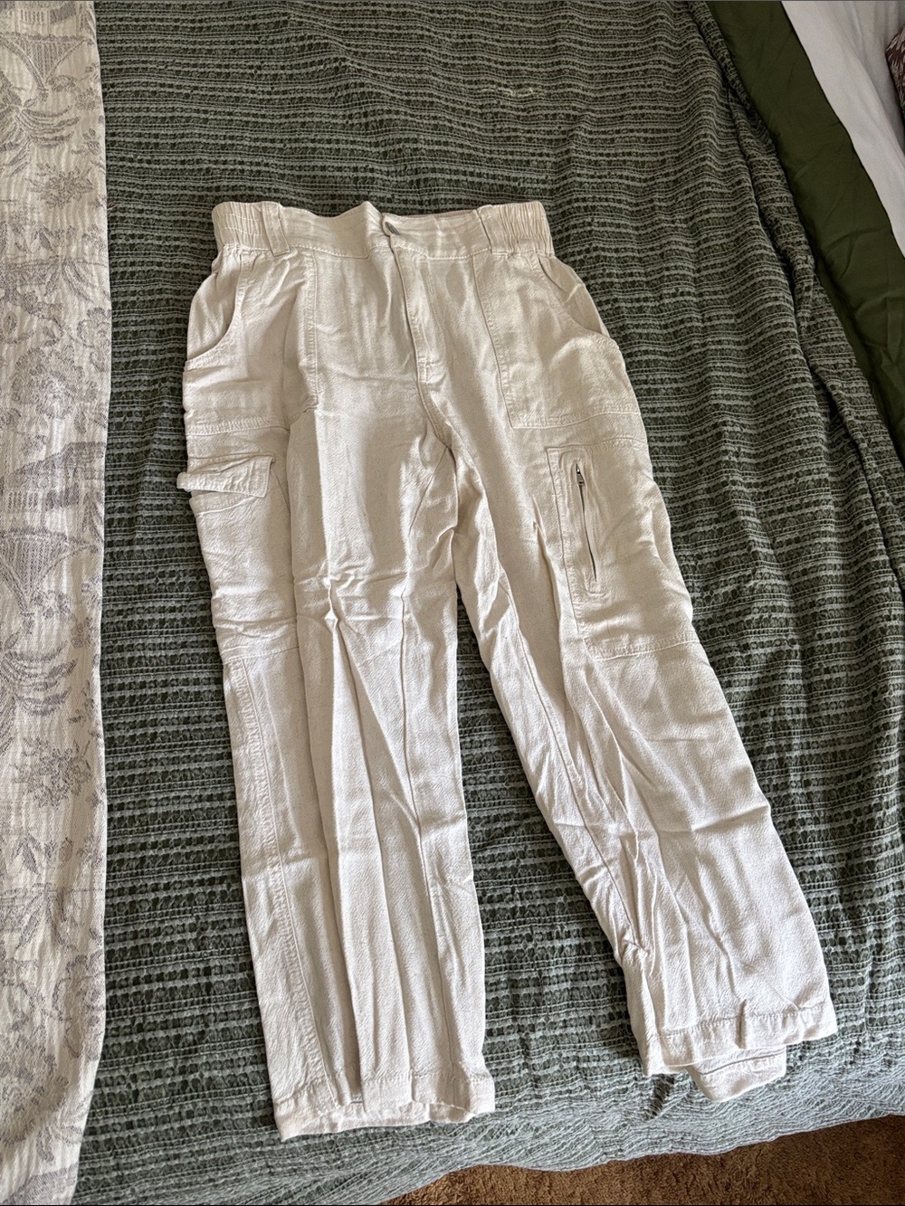 Men's Cream Cargo Pants - Lightweight Utility Style